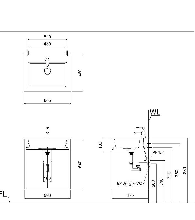Tủ lavabo Caesar EH05017AV - 2