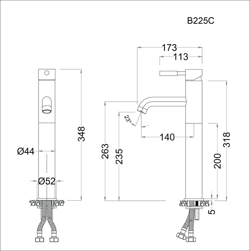 Vòi chậu lavabo nóng lạnh Caesar B225CU - 7