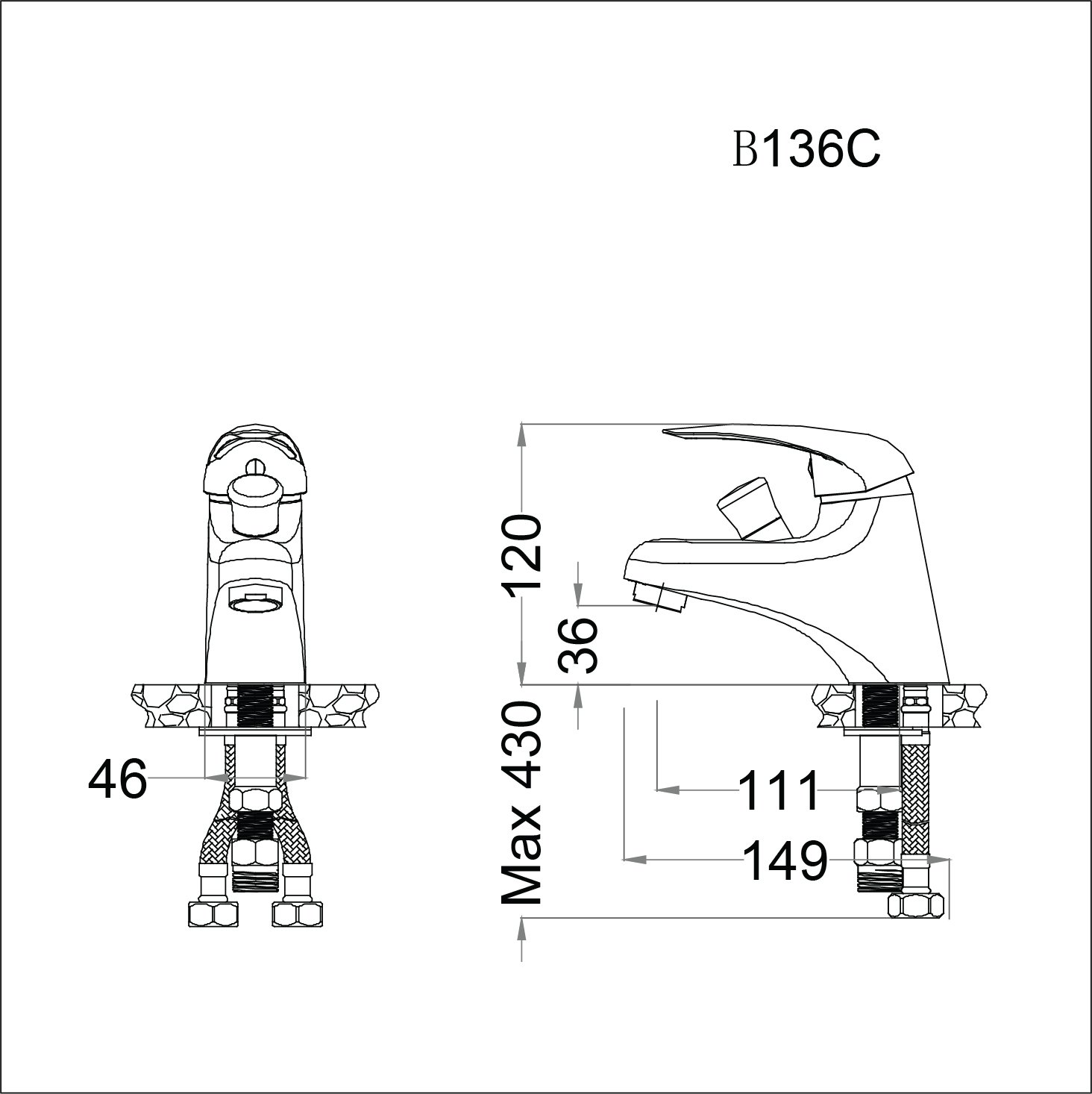 Vòi chậu lavabo nóng lạnh Caesar B136CU - 3