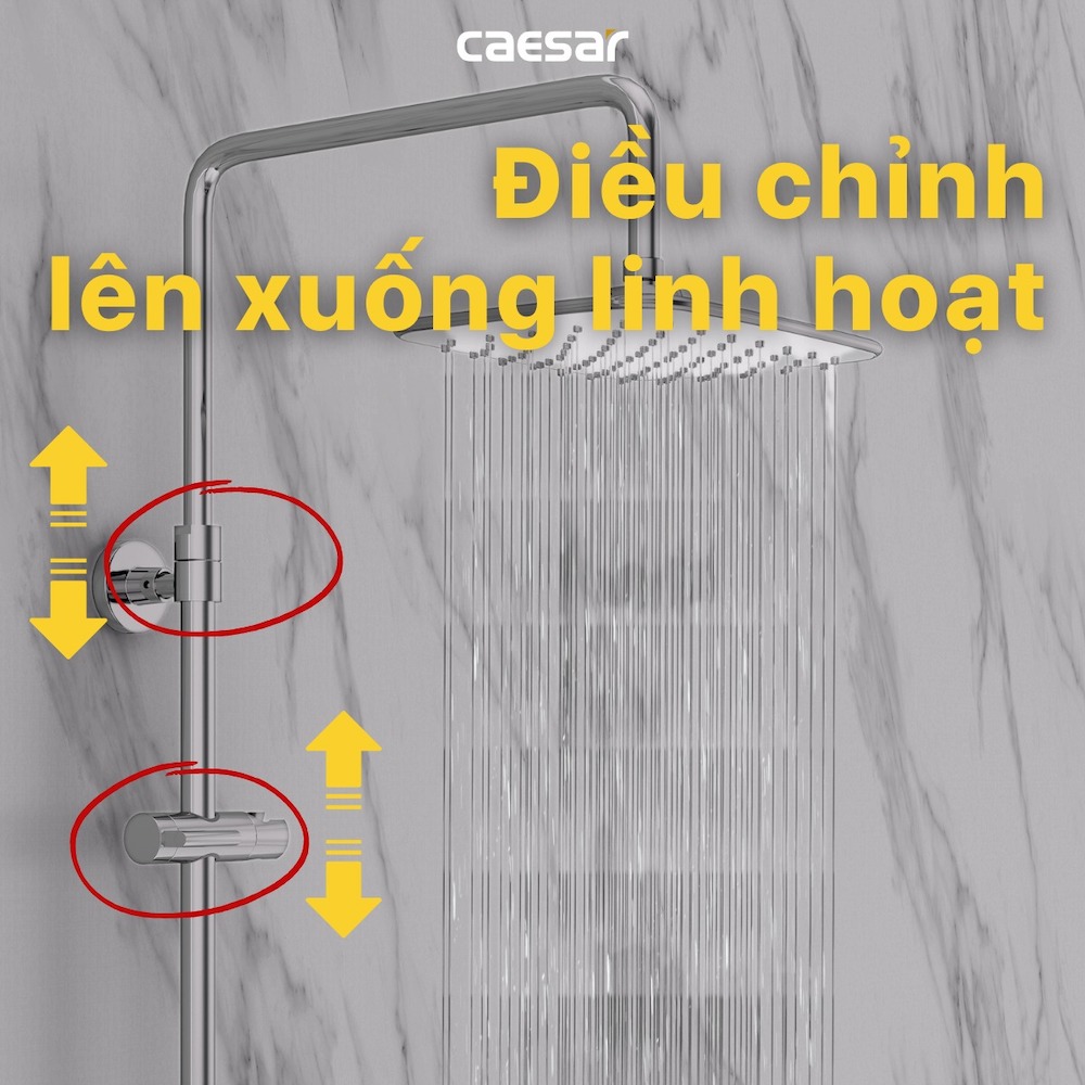 Bộ sen cây tắm đứng nóng lạnh Caesar BS127+S173C - 19