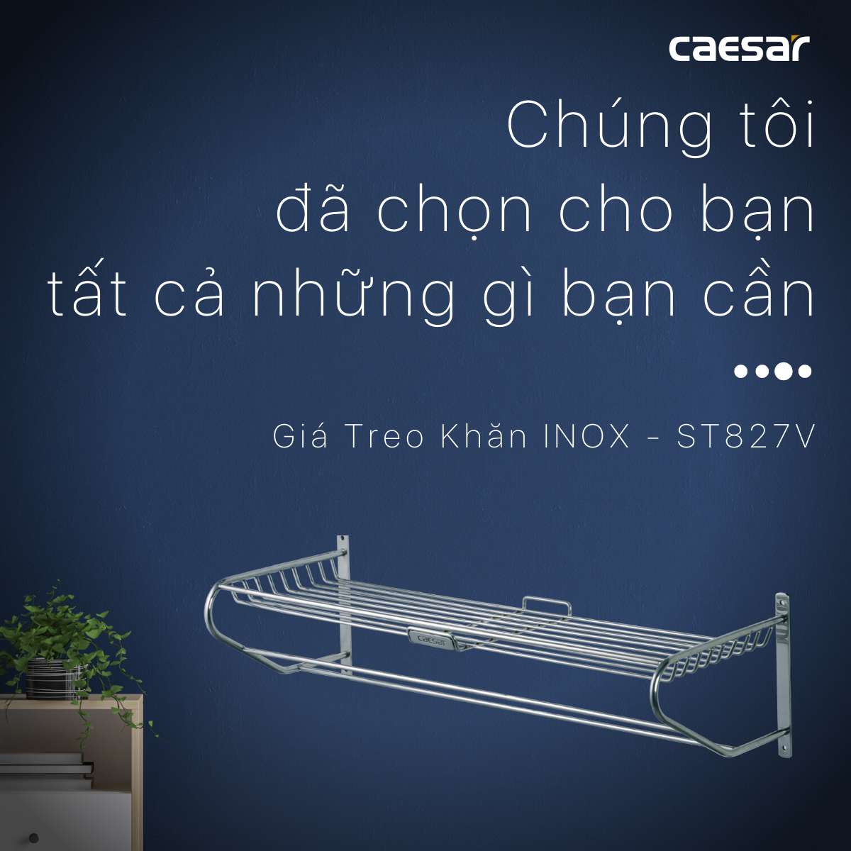 Kệ treo khăn inox Caesar ST827V - 2