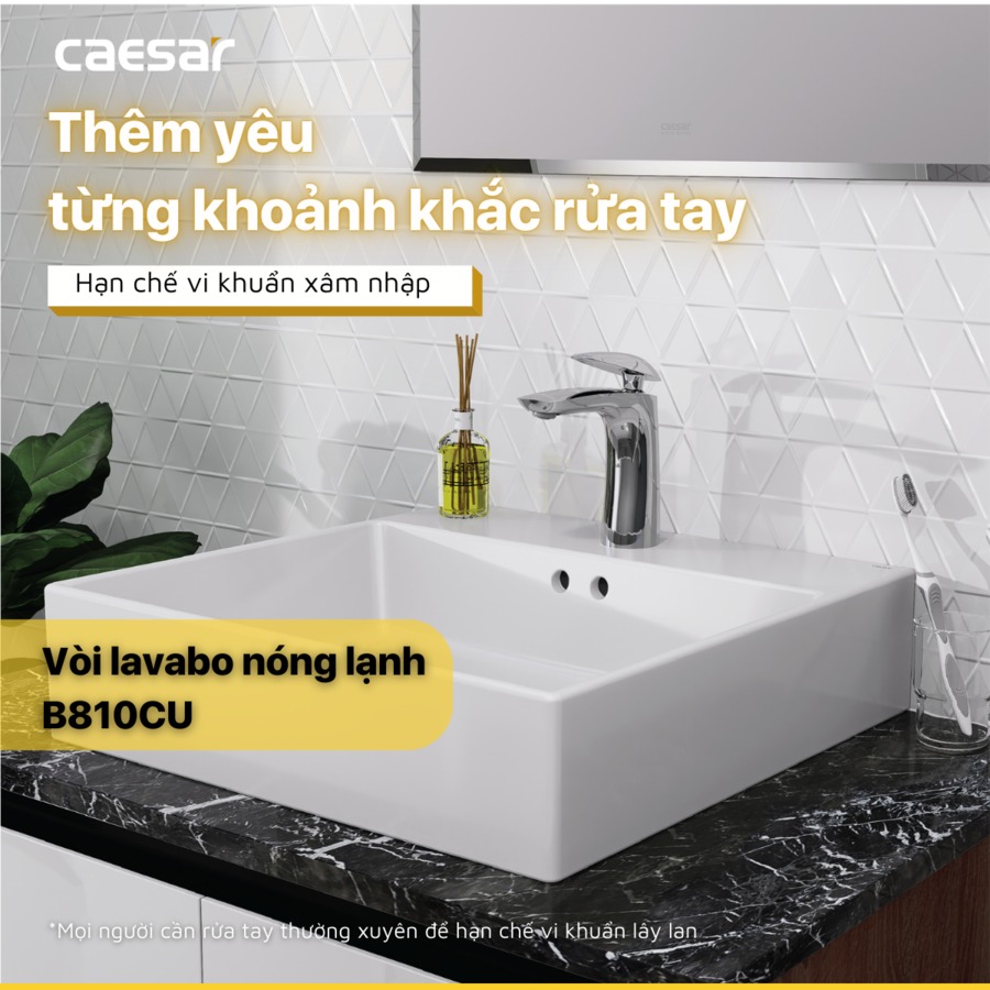 Vòi chậu lavabo nóng lạnh Caesar B810CU - 9