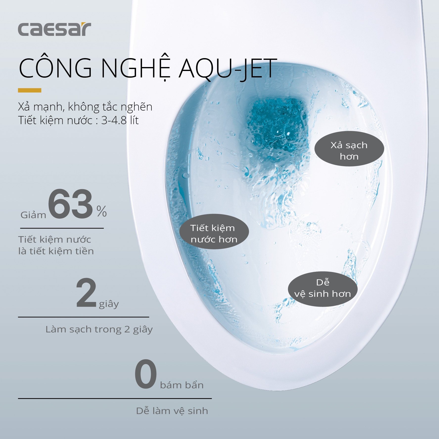 Bồn cầu 1 khối Caesar C1375 (CD1375) nắp đóng êm - 10