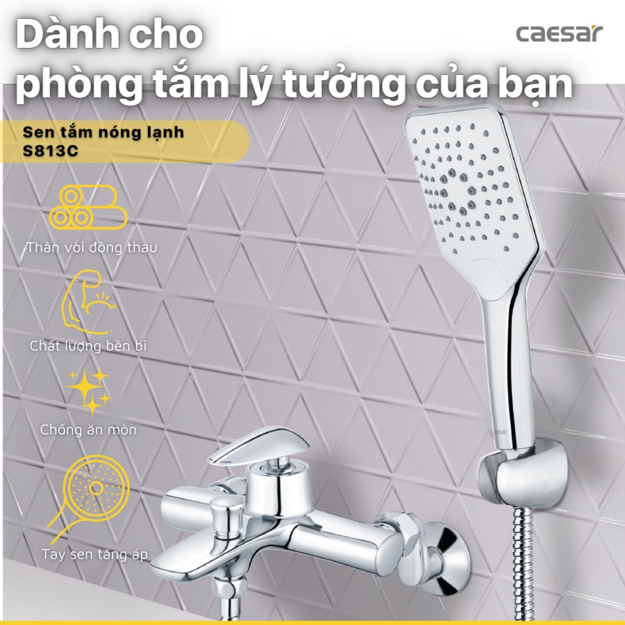 Bộ vòi sen tắm nóng lạnh Caesar S813C - 11