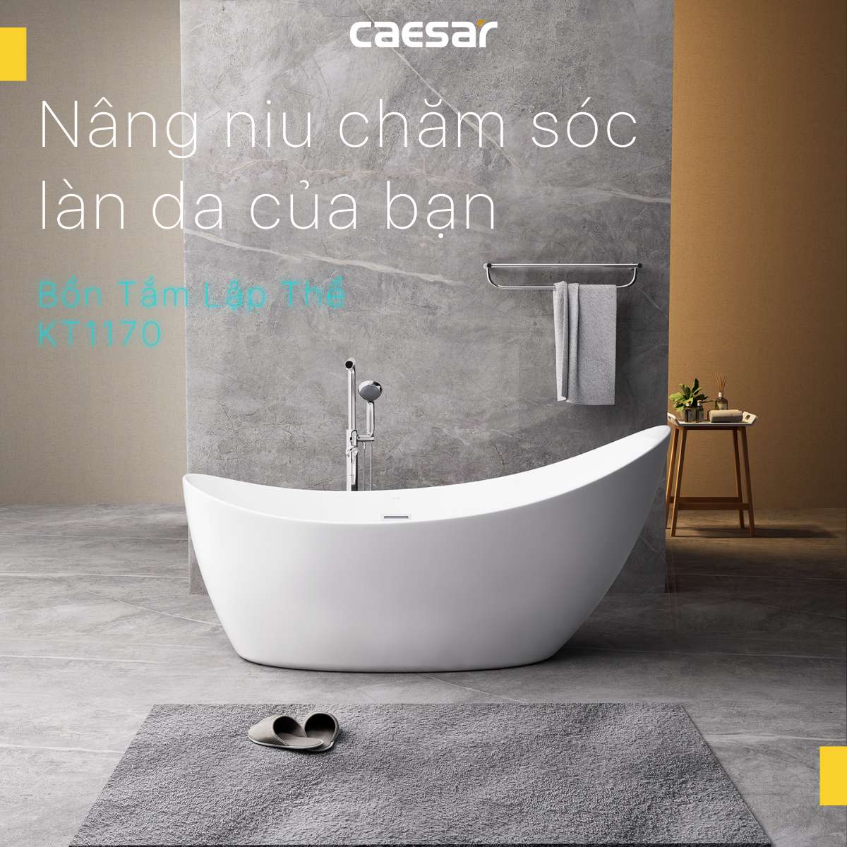 Bồn tắm đặt sàn 1m7 Caesar KT1170 - 9
