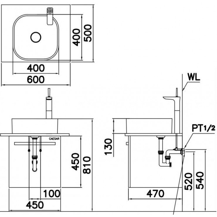 Chậu lavabo đặt bàn Caesar LF5256
