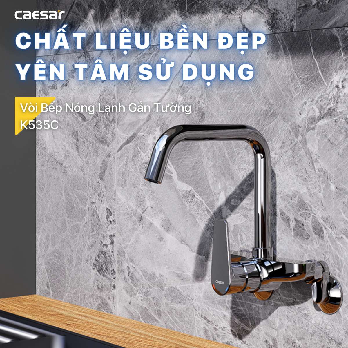 Vòi bếp nóng lạnh gắn tường Caesar K535C - 9
