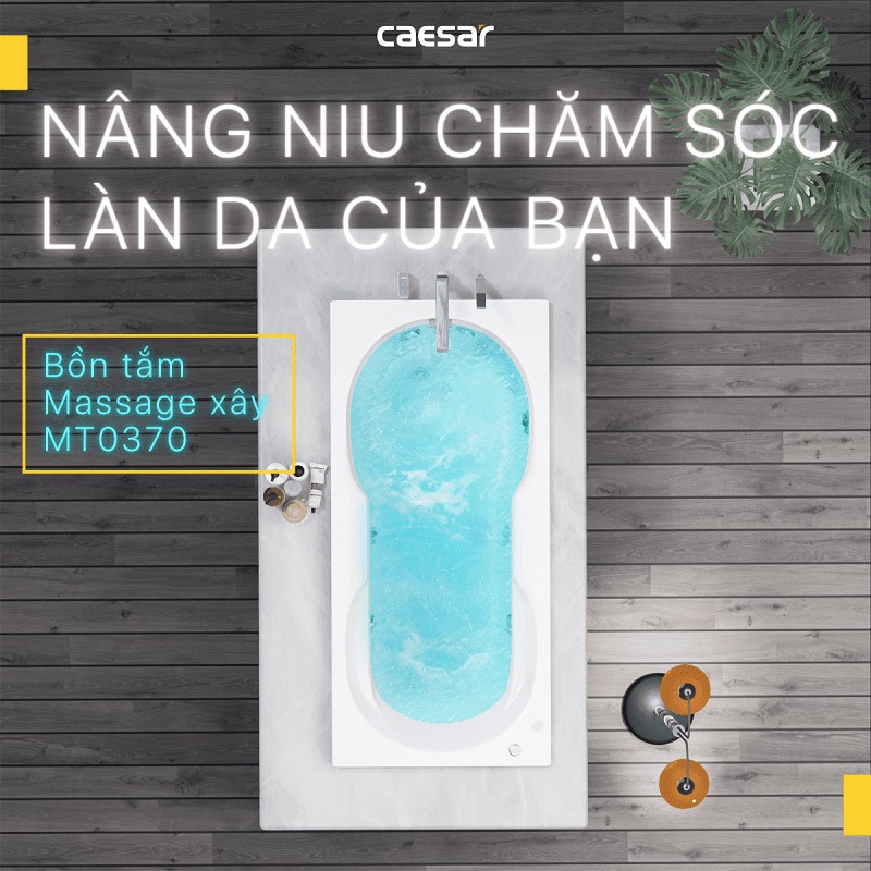 Bồn tắm xây 1m7 massage Caesar MT0370 - 2
