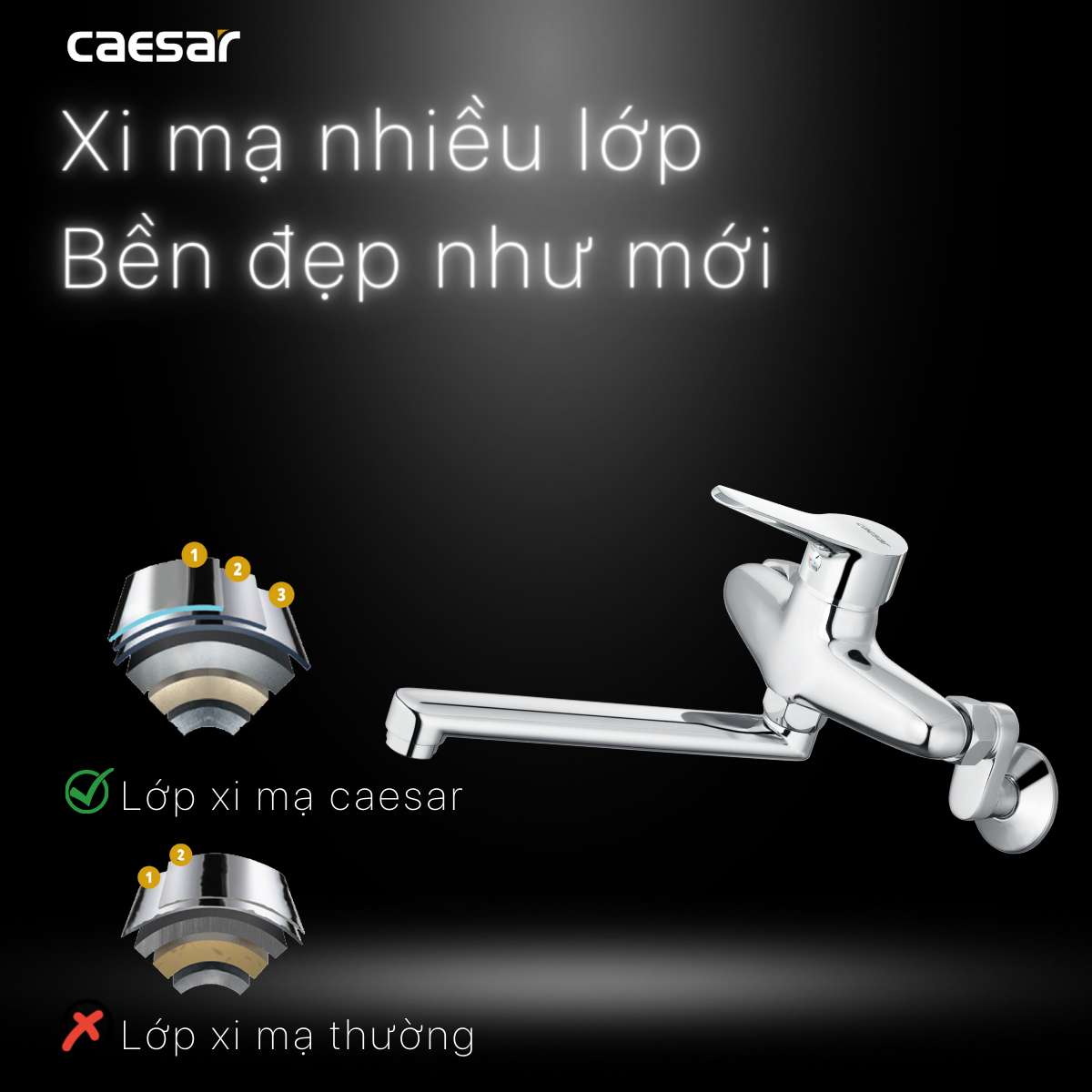 Vòi bếp nóng lạnh Caesar K540C - 17