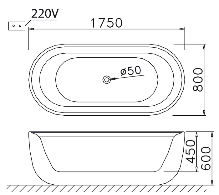 Bồn tắm đặt sàn 1m7 Caesar AT0770 - 11