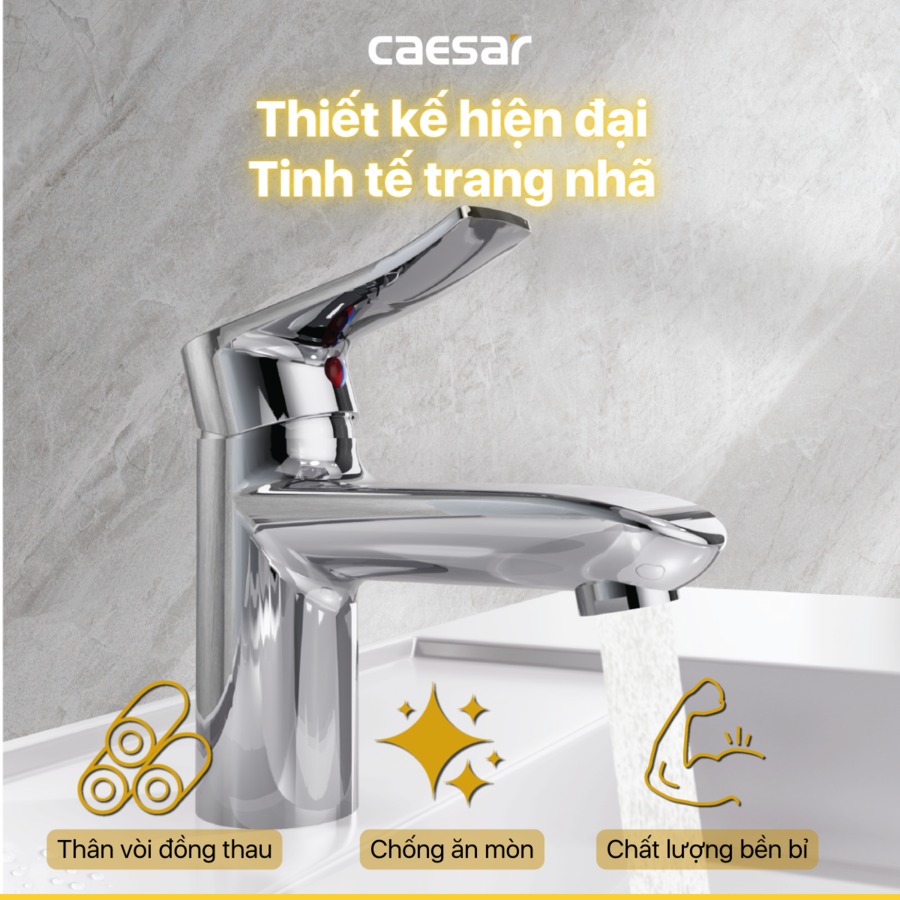 Vòi chậu lavabo nóng lạnh Caesar B490CP / B490CU - 17