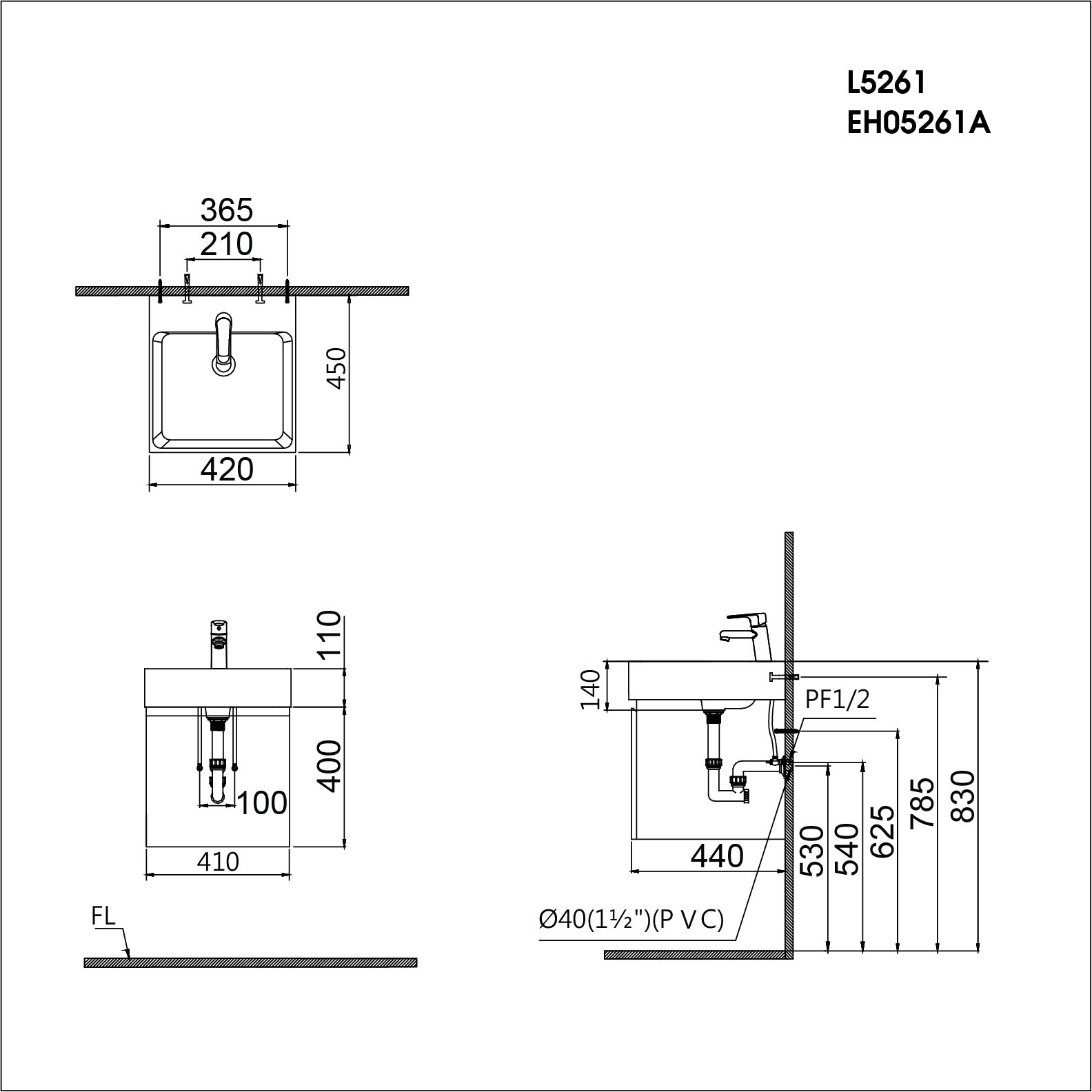 Bộ tủ lavabo Caesar L5215+EH48002ADV - 13