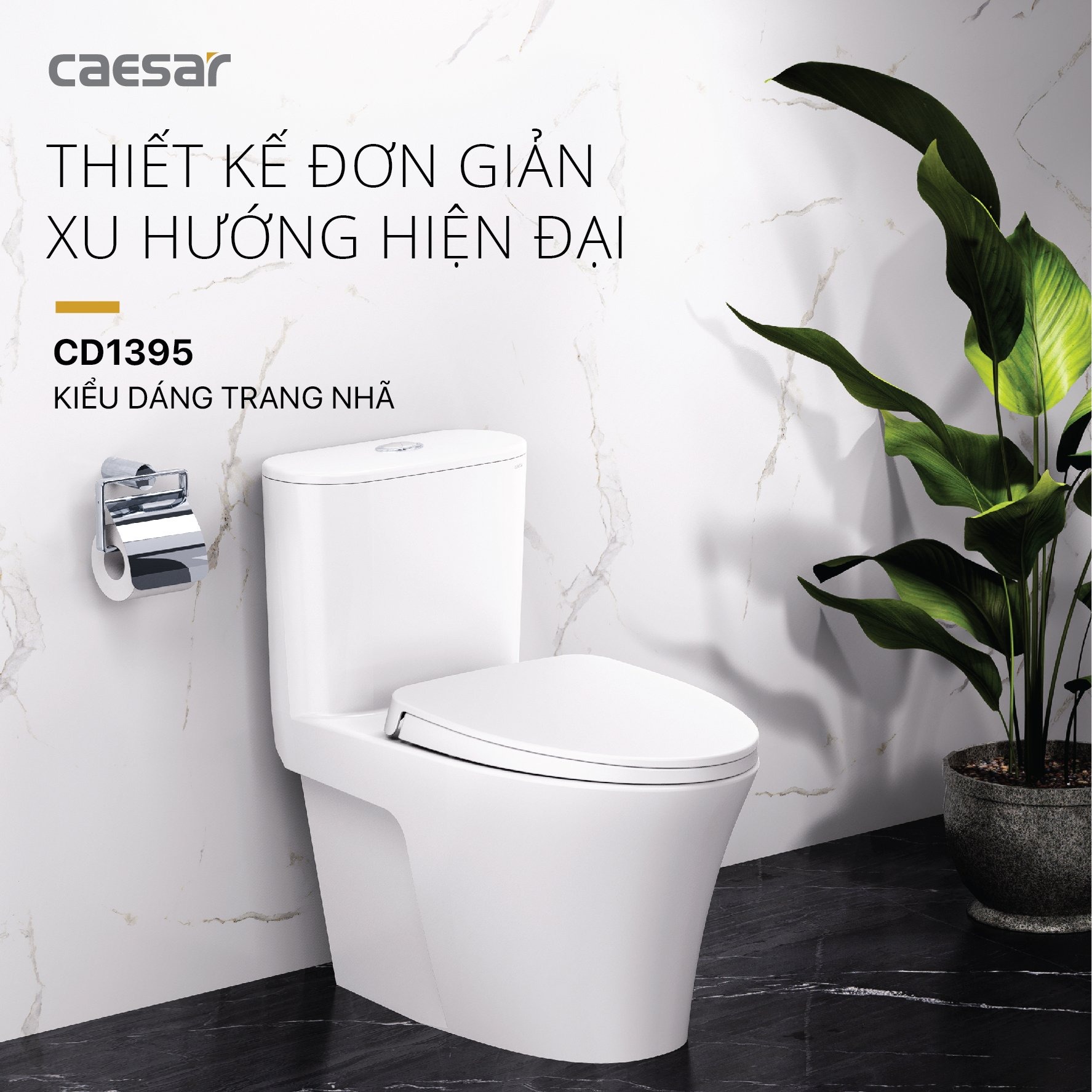 Bồn cầu 1 khối Caesar C1395 (CD1395) nắp đóng êm - 5