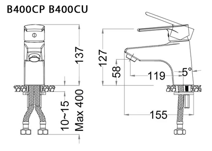 Vòi chậu lavabo nóng lạnh Caesar B400CU - 18