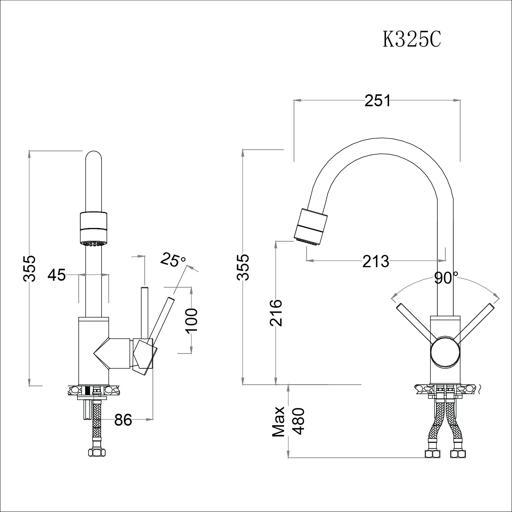 Vòi bếp nóng lạnh Caesar K325C 3 chế độ xả - 15