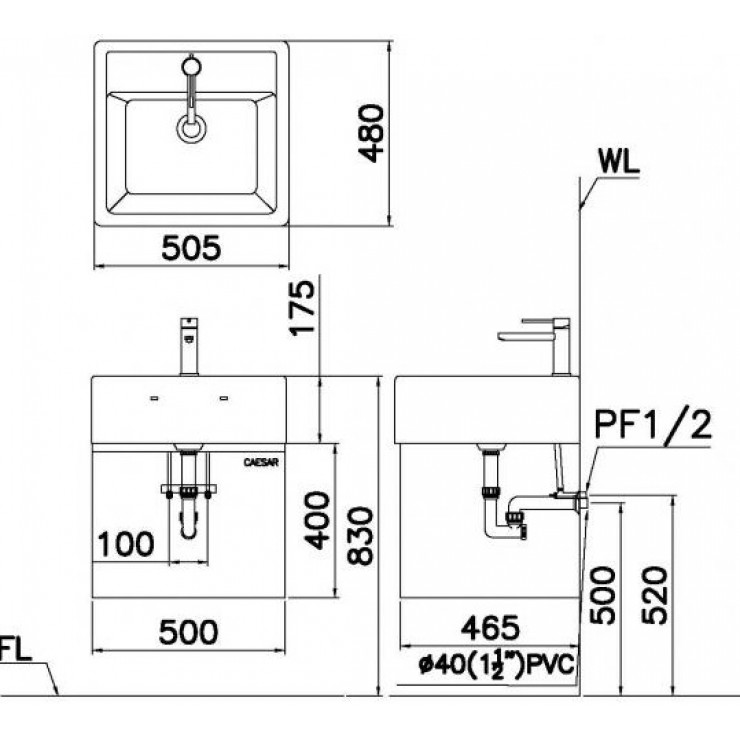 Chậu lavabo đặt bàn Caesar LF5236