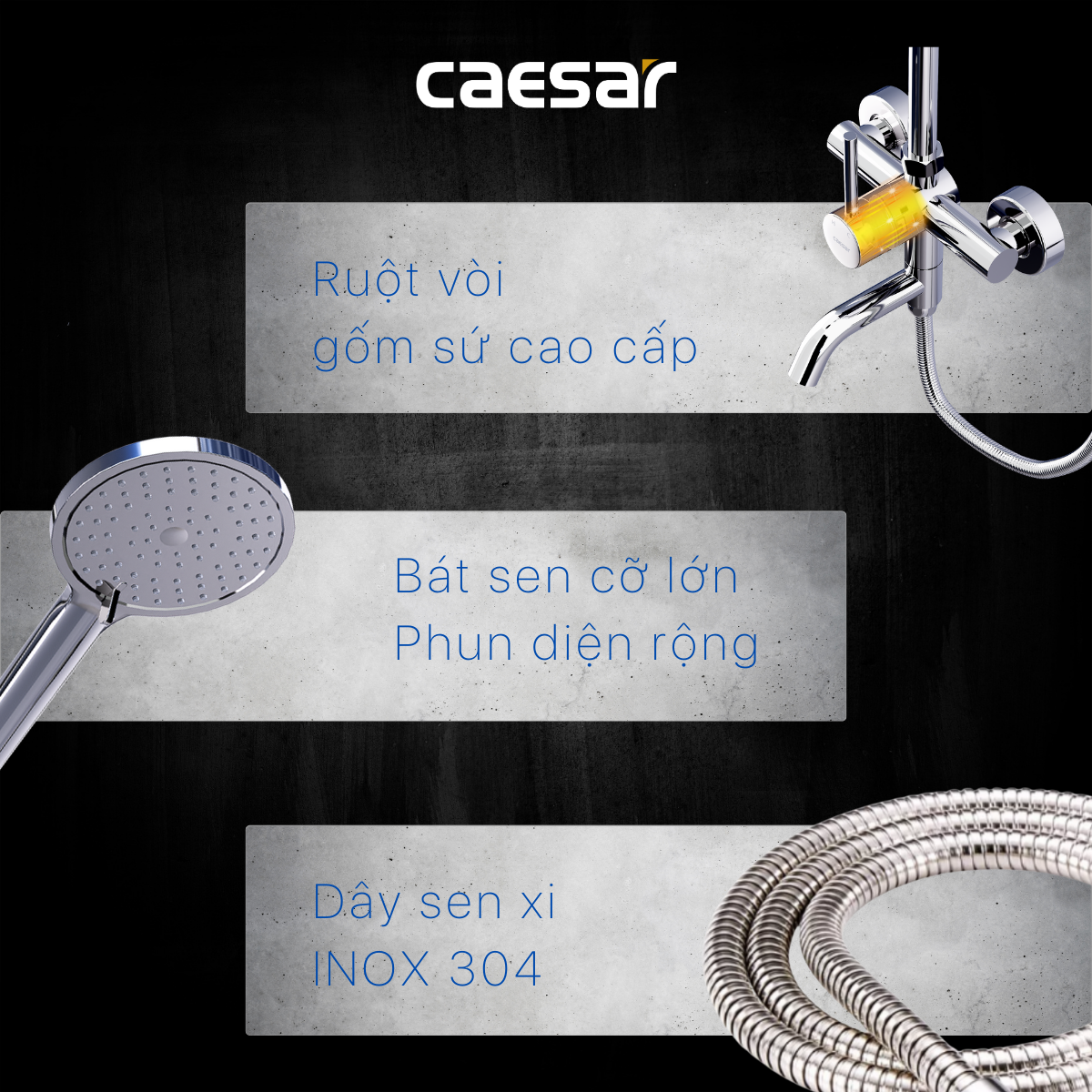 Bộ sen tắm cây nóng lạnh Caesar S338C - 18