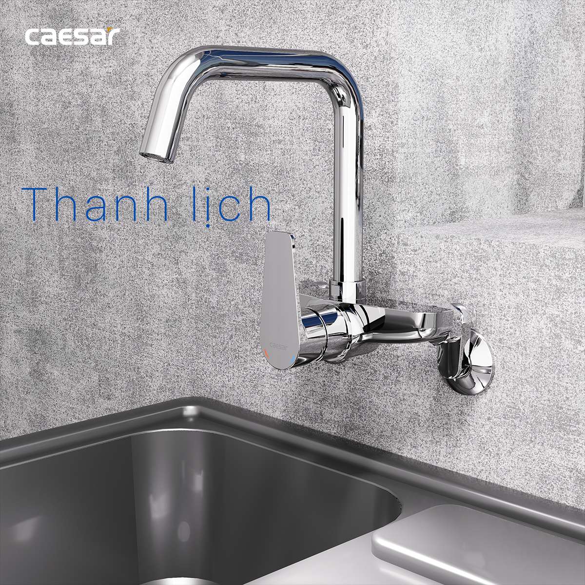 Vòi bếp nóng lạnh gắn tường Caesar K535C - 19