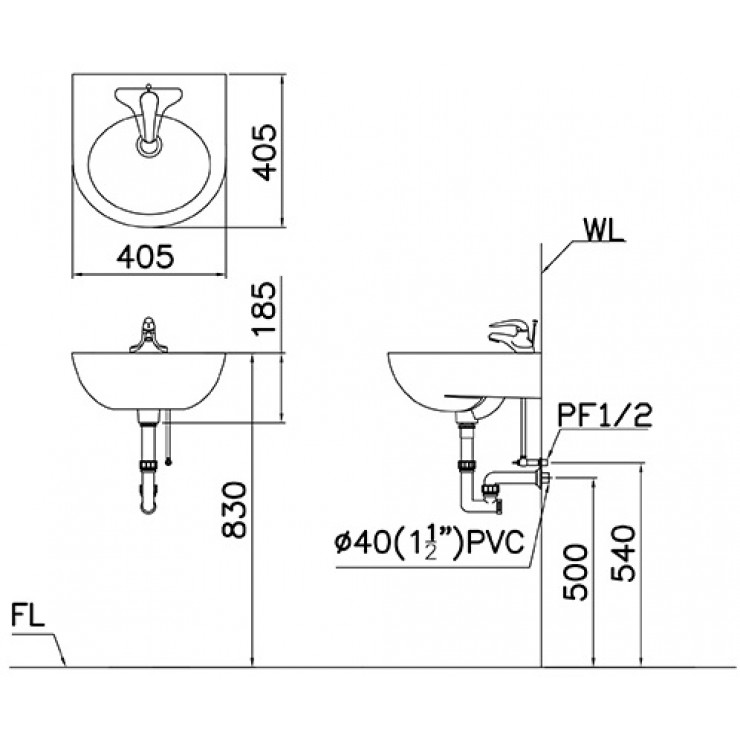 Chậu rửa lavabo treo tường Caesar L2140 - 2
