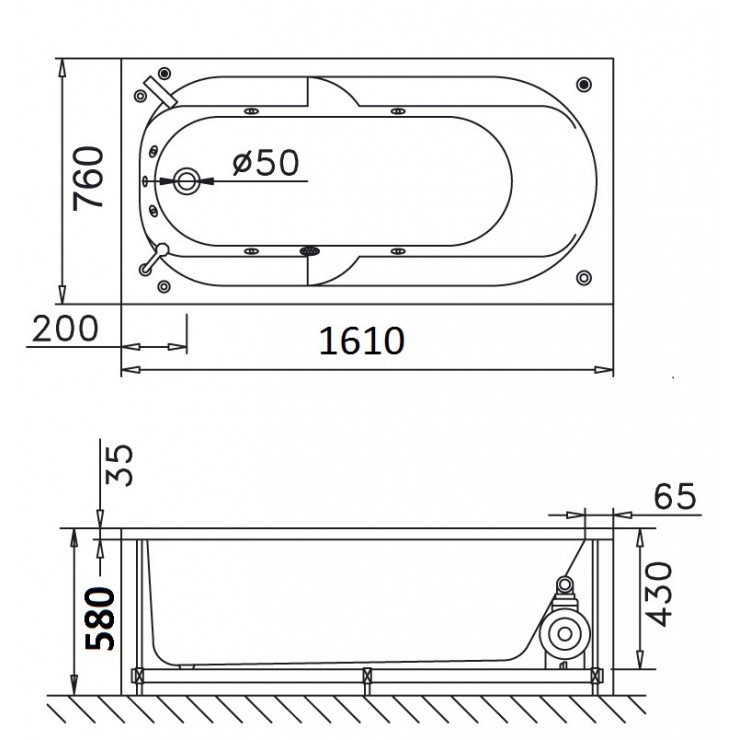 Bồn tắm xây 1m6 Caesar AT0460