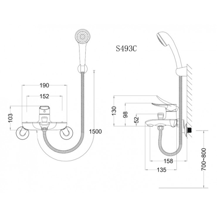 Bộ vòi sen tắm nóng lạnh Caesar S493C - 11