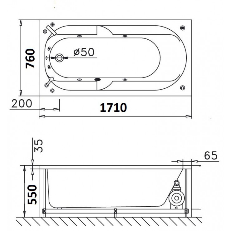 Bồn tắm xây 1m7 Caesar AT0670