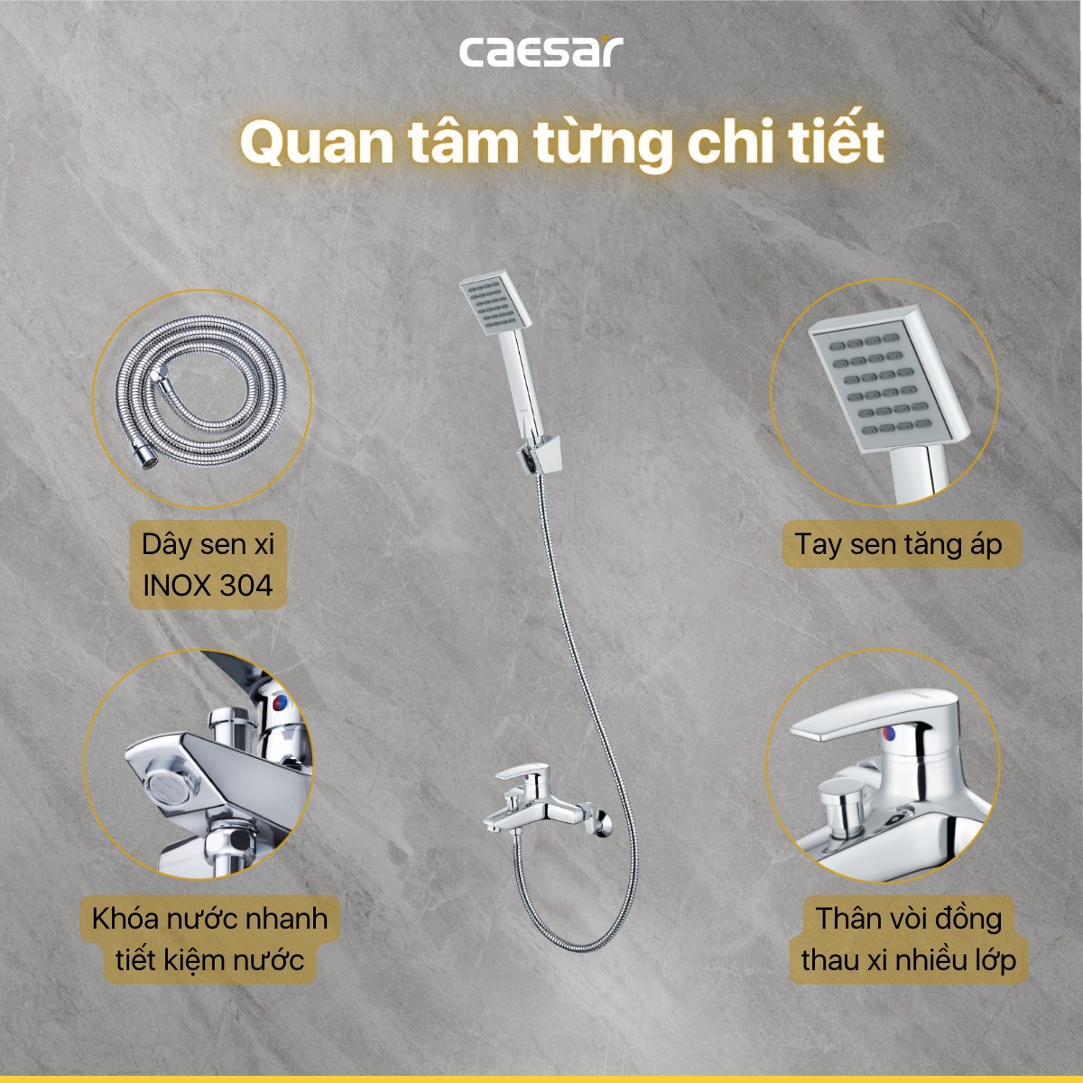 Bộ vòi sen tắm nóng lạnh Caesar S403C - 12