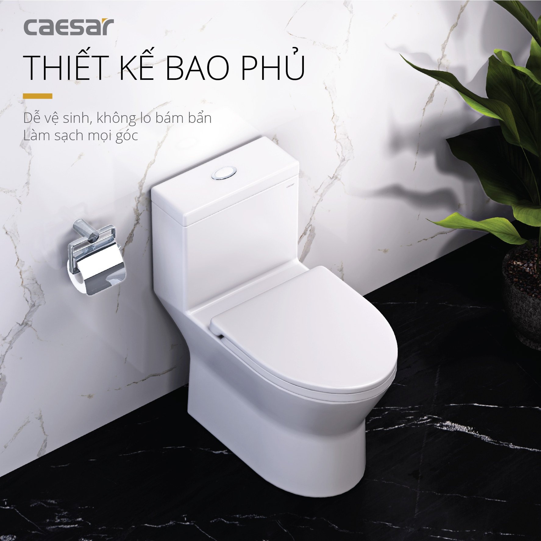 Bồn cầu 1 khối Caesar C1374 (CD1374) nắp đóng êm - 13