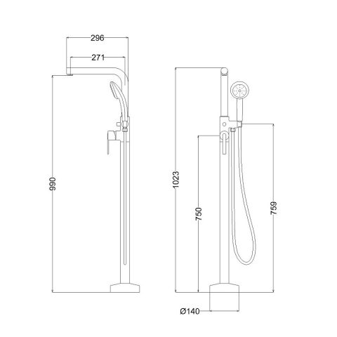 Vòi sen bồn tắm nóng lạnh Caesar AS489C
