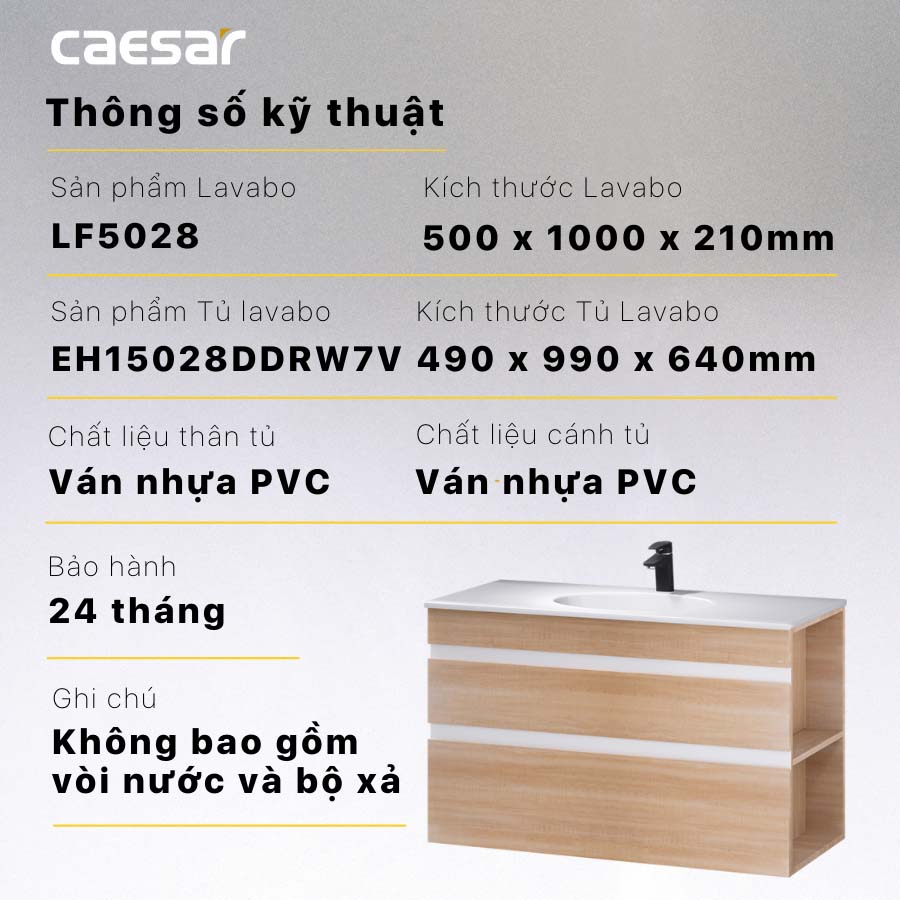 Tủ lavabo Caesar EH15028DDRW7V - 12