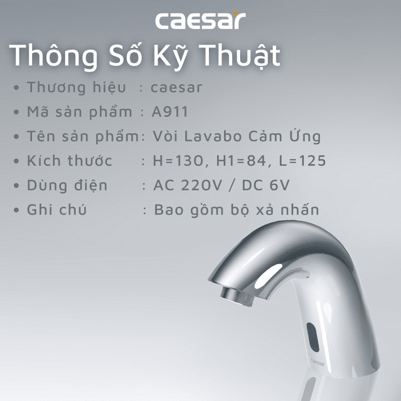 Vòi chậu lavabo cảm ứng nước lạnh Caesar A911 - 19