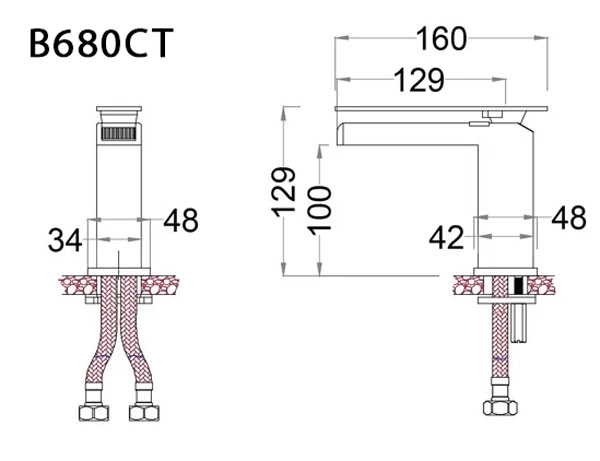 Vòi chậu lavabo nóng lạnh Caesar B680CT - 2