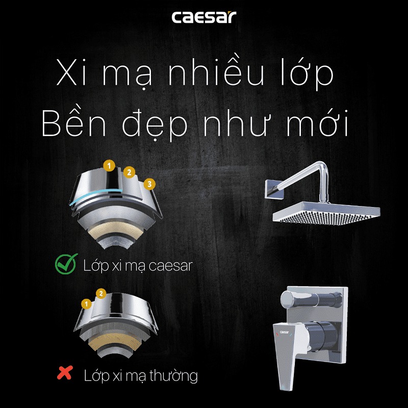 Sen tắm âm tường nóng lạnh Caesar BS641 - 13