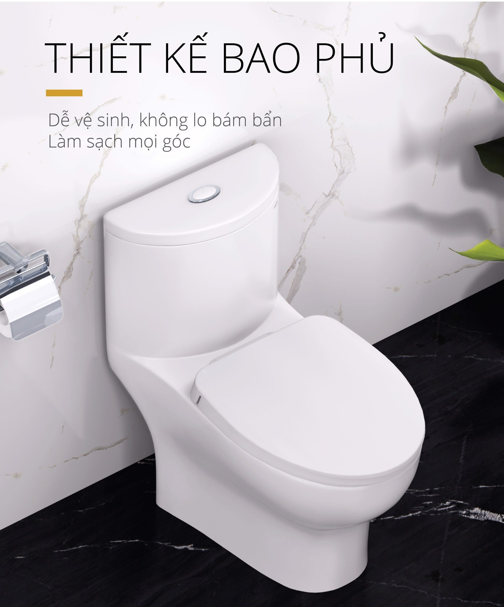 Bồn cầu 1 khối nắp rửa cơ Caesar C1375F + TAF060 (CD1375+TAF060) - 5