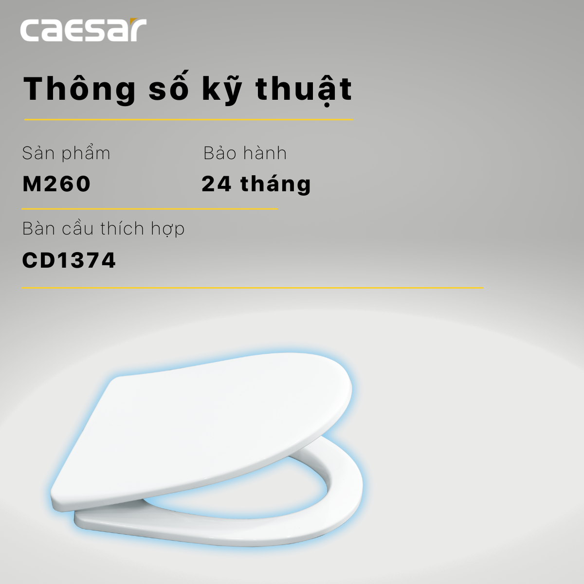 Nắp bồn cầu đóng êm Caesar M260 - 6