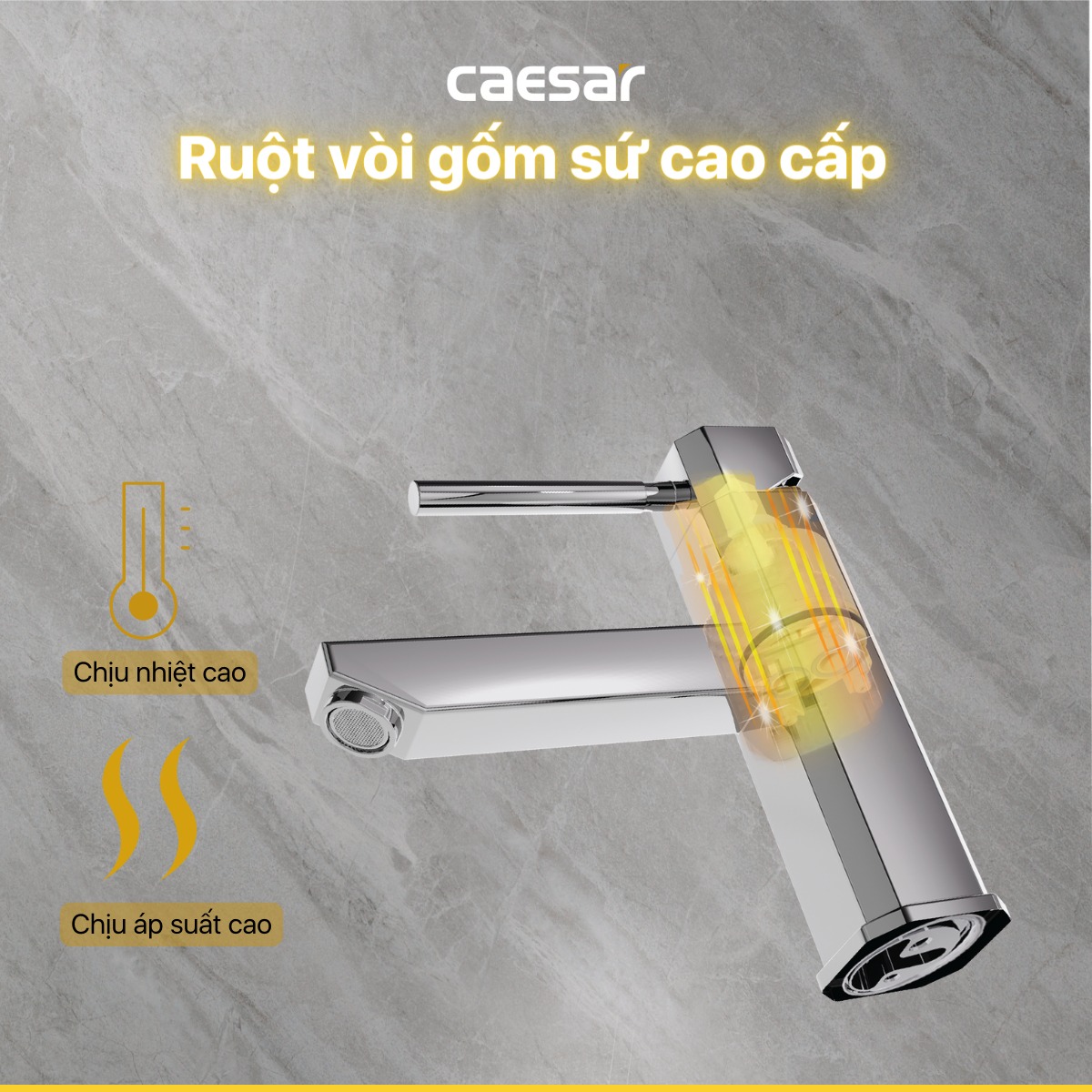 Vòi chậu lavabo nóng lạnh Caesar B460CU - 14