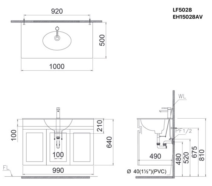 Tủ lavabo Caesar EH05028ASV