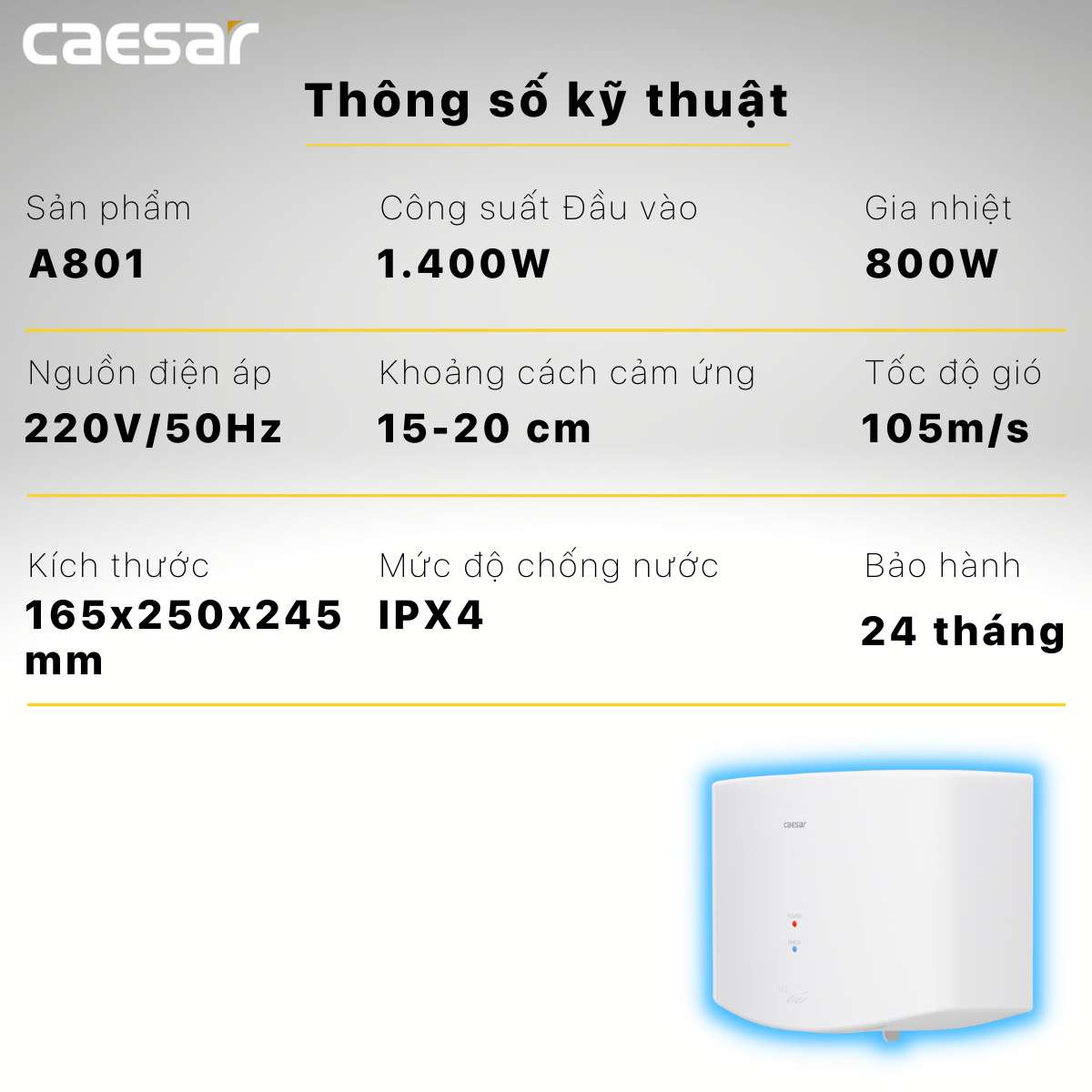 Máy sấy tay Caesar A801 - 16