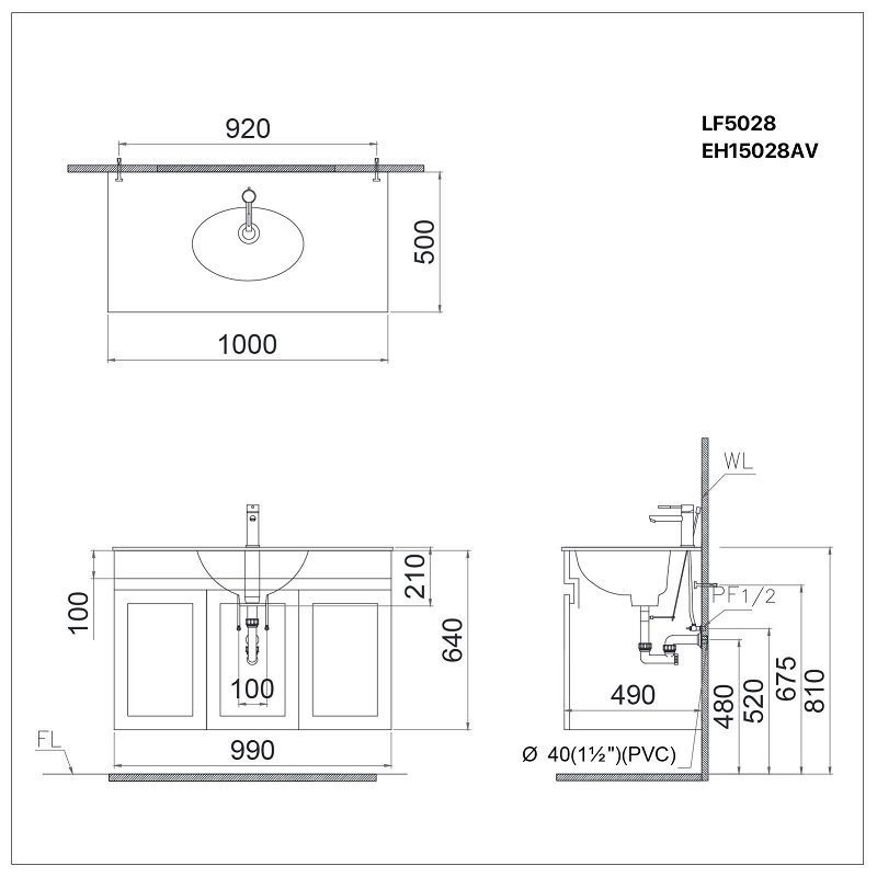 Bộ tủ lavabo Caesar LF5028+EH15028AV - 18