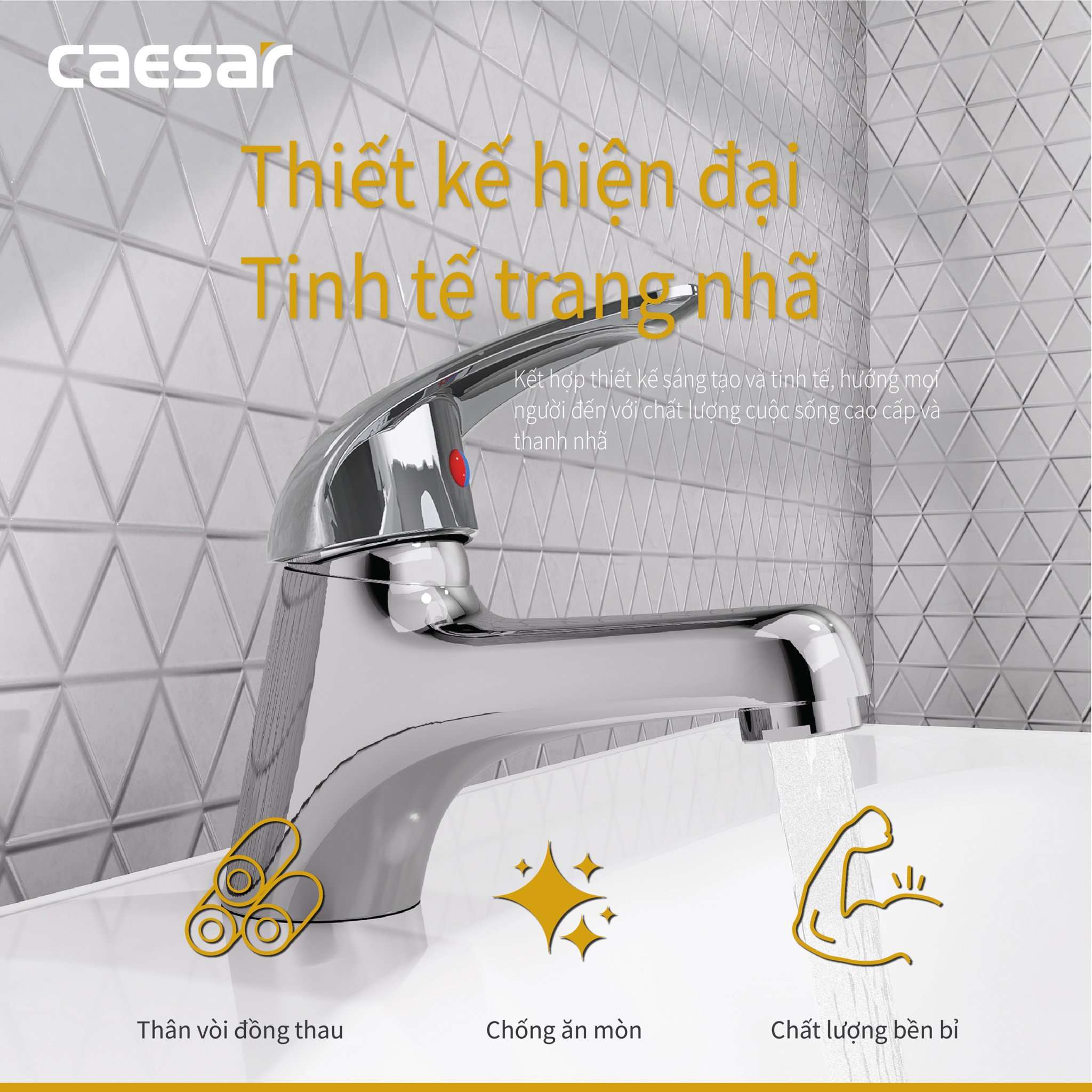 Vòi chậu lavabo nóng lạnh Caesar B260CP - 6