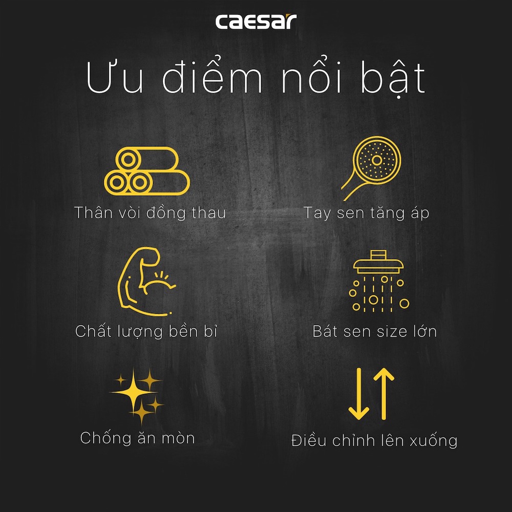Bộ sen cây tắm đứng nóng lạnh Caesar BS127+S173C - 2