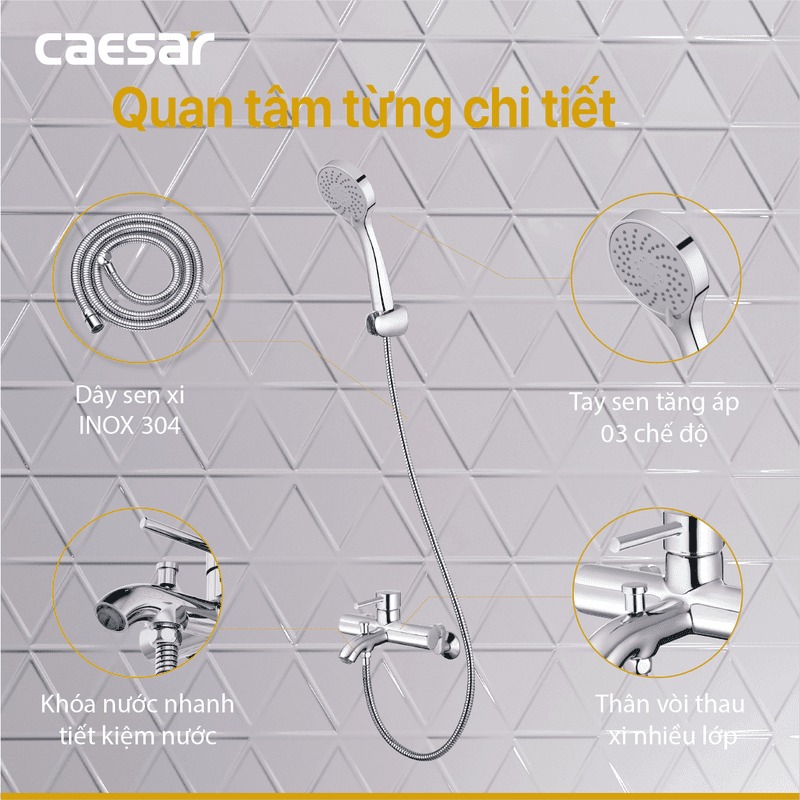 Bộ vòi sen tắm nóng lạnh Caesar S523C - 12