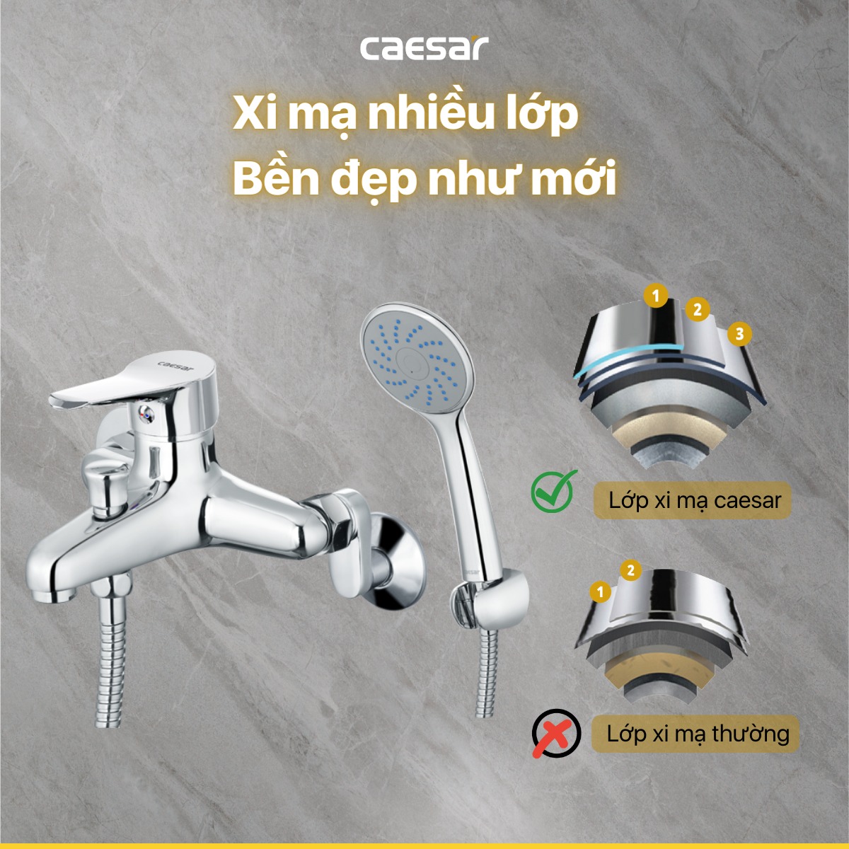 Bộ vòi sen tắm nóng lạnh Caesar S333C - 14