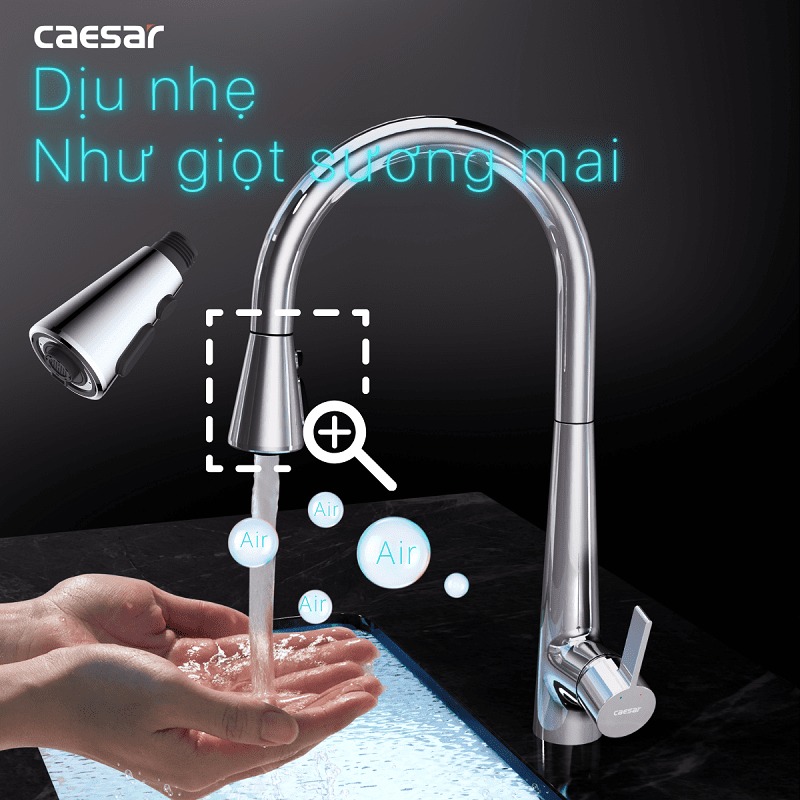 Vòi bếp dây rút nóng lạnh Caesar K905C - 24