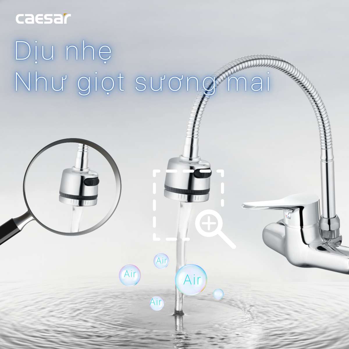 Vòi bếp nóng lạnh gắn tường Caesar K526C - 13