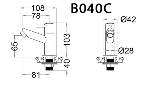 Vòi chậu lavabo lạnh Caesar B040C - 16