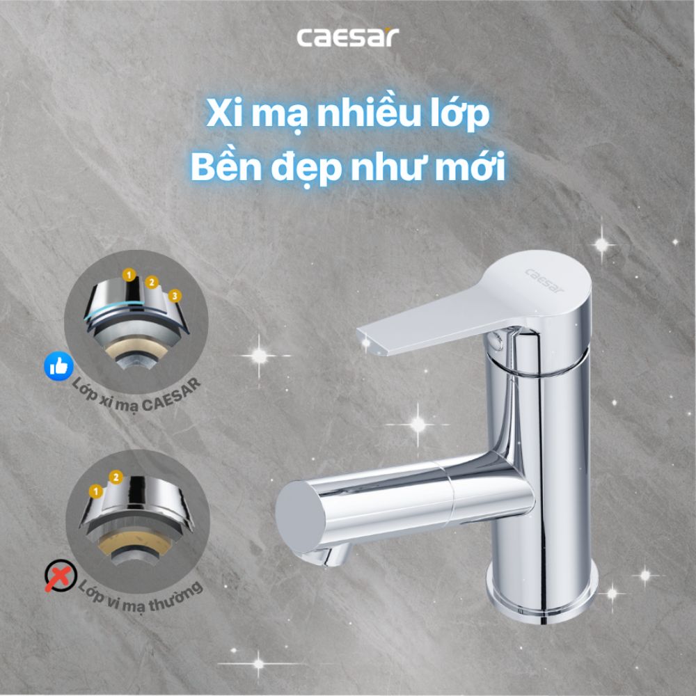 Vòi chậu lavabo lạnh dây rút Caesar B190C - 7