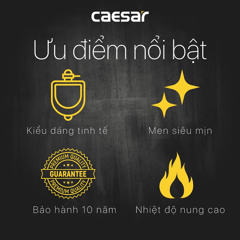 Bồn tiểu nam treo tường thoát ngang Caesar U0232 - 7
