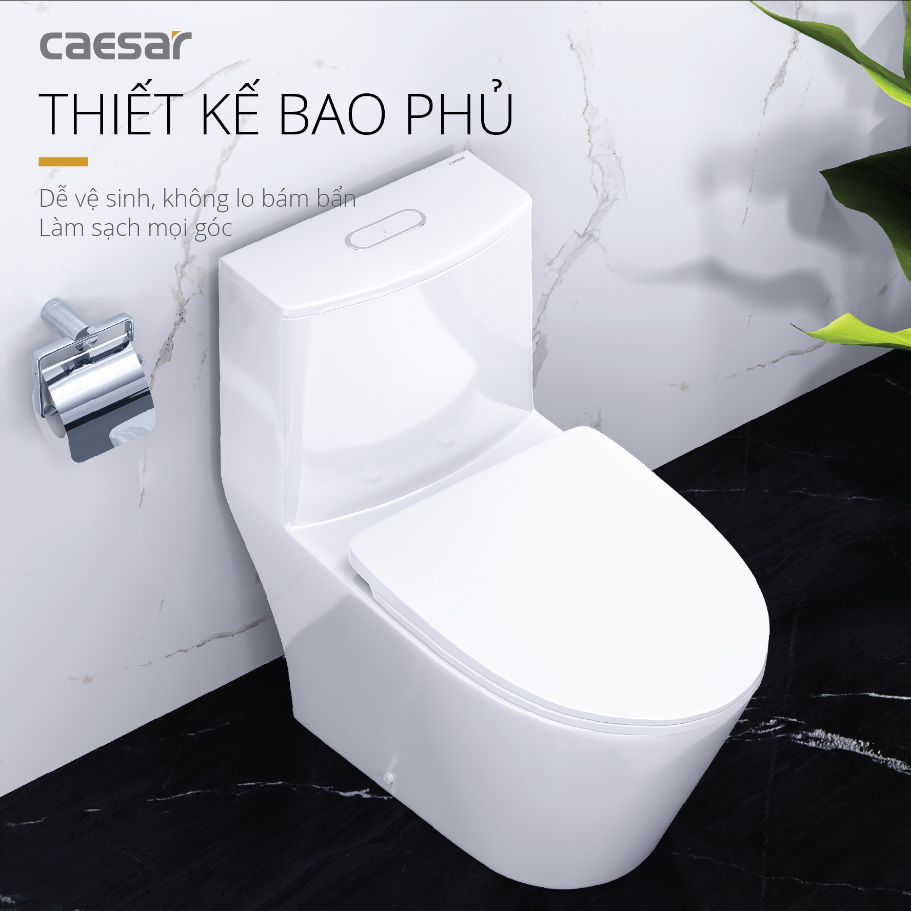 Bồn cầu 1 khối Caesar C1363 (CD1363) nắp đóng êm - 6