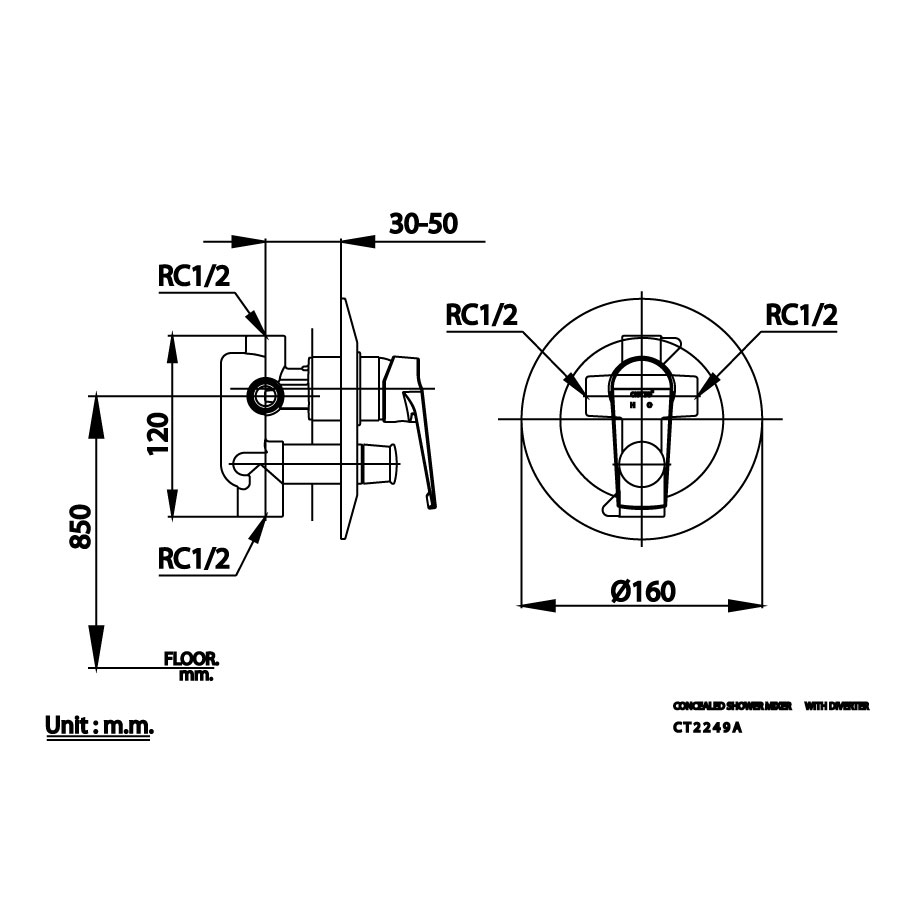Van điều chỉnh âm tường COTTO CT2249AV nóng lạnh kèm van dừng 2 đường nước Nique - 2